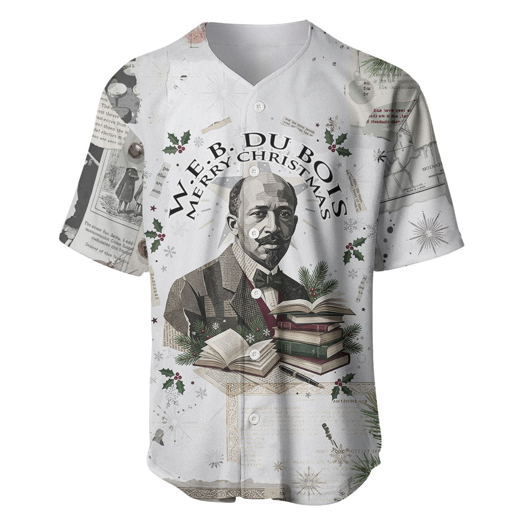 W.E.B. Du Bois Christmas Baseball Jersey Think Deeper Quote Vintage Portrait Newspaper Collage Festive