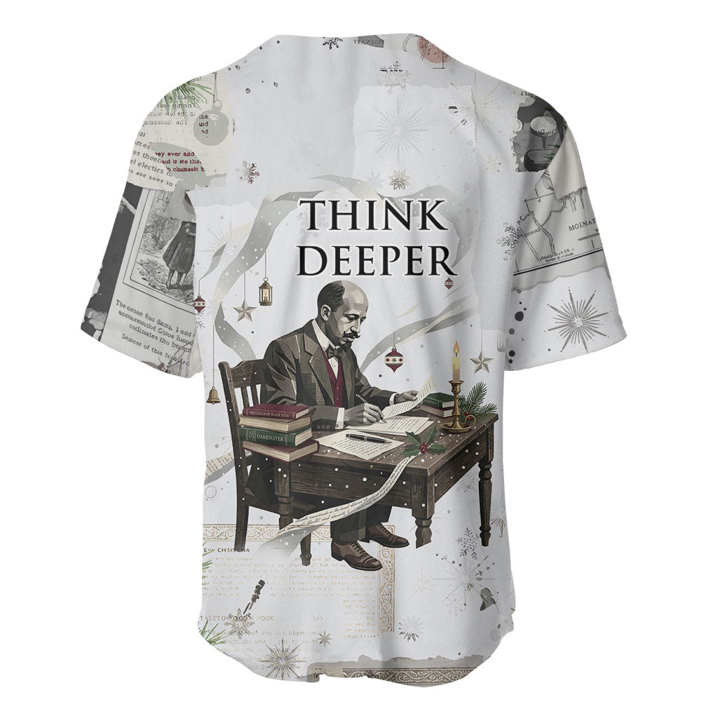 W.E.B. Du Bois Christmas Baseball Jersey Think Deeper Quote Vintage Portrait Newspaper Collage Festive