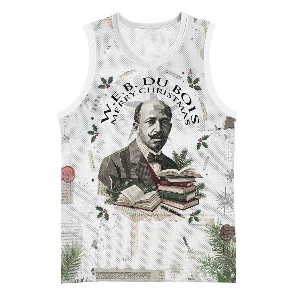 W.E.B. Du Bois Christmas Basketball Jersey Think Deeper Quote Vintage Portrait Newspaper Collage Festive