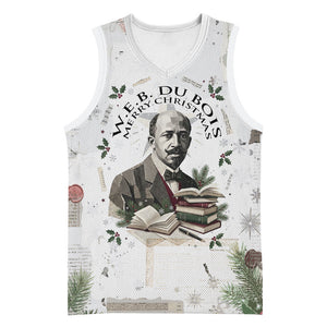 W.E.B. Du Bois Christmas Basketball Jersey Think Deeper Quote Vintage Portrait Newspaper Collage Festive
