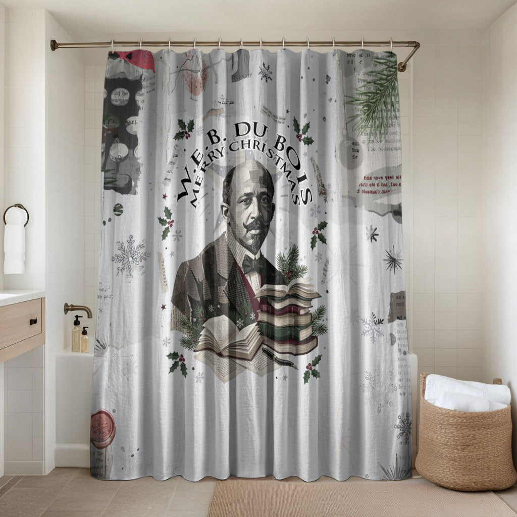 W.E.B. Du Bois Christmas Bathroom Set Think Deeper Quote Vintage Portrait Newspaper Collage Festive