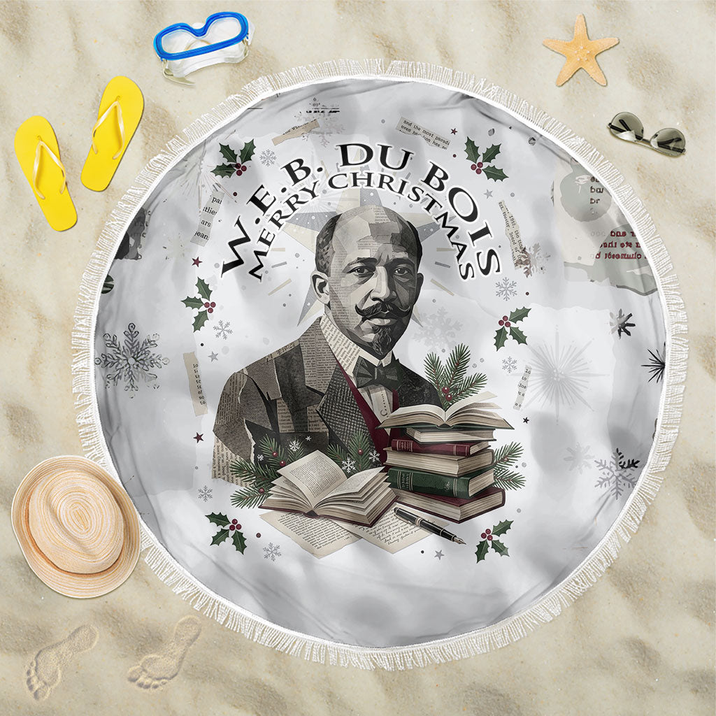 W.E.B. Du Bois Christmas Beach Blanket Think Deeper Quote Vintage Portrait Newspaper Collage Festive