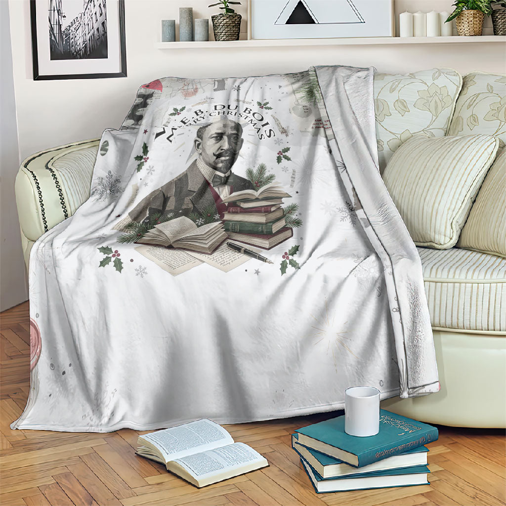 W.E.B. Du Bois Christmas Blanket Think Deeper Quote Vintage Portrait Newspaper Collage Festive