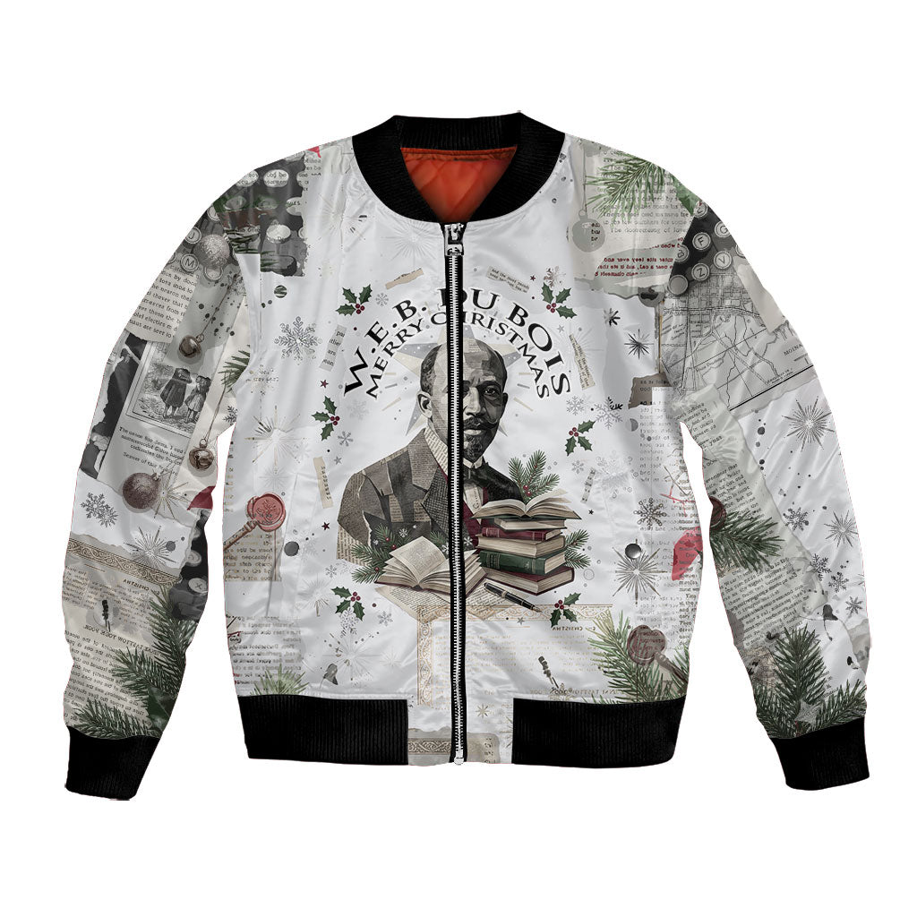 W.E.B. Du Bois Christmas Bomber Jacket Think Deeper Quote Vintage Portrait Newspaper Collage Festive