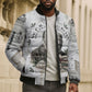 W.E.B. Du Bois Christmas Bomber Puffer Jacket Think Deeper Quote Vintage Portrait Newspaper Collage Festive