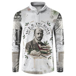 W.E.B. Du Bois Christmas Button Sweatshirt Think Deeper Quote Vintage Portrait Newspaper Collage Festive