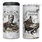 W.E.B. Du Bois Christmas 4 in 1 Can Cooler Tumbler Think Deeper Quote Vintage Portrait Newspaper Collage Festive