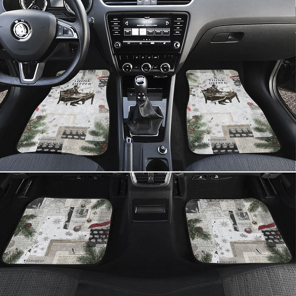 W.E.B. Du Bois Christmas Car Mats Think Deeper Quote Vintage Portrait Newspaper Collage Festive