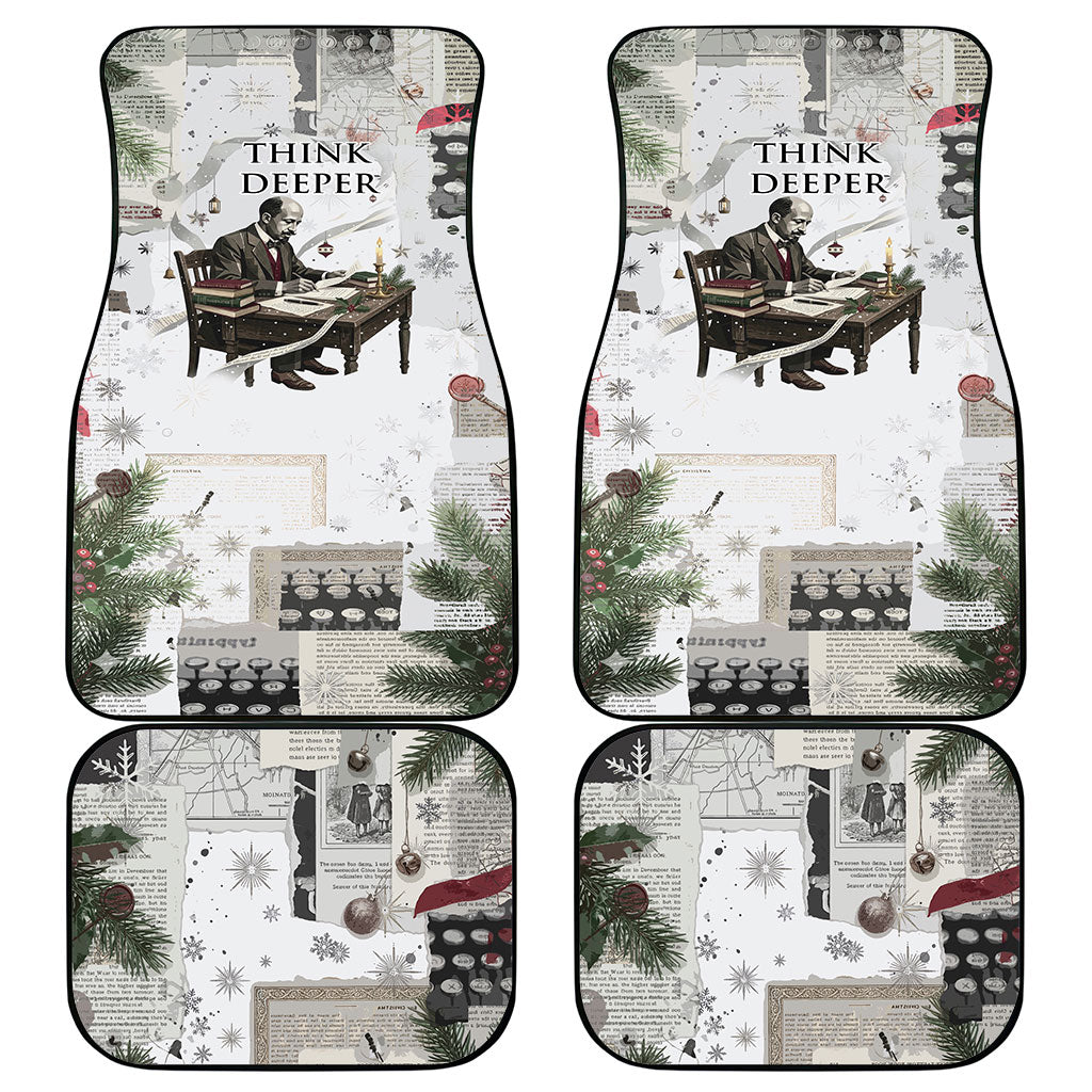 W.E.B. Du Bois Christmas Car Mats Think Deeper Quote Vintage Portrait Newspaper Collage Festive