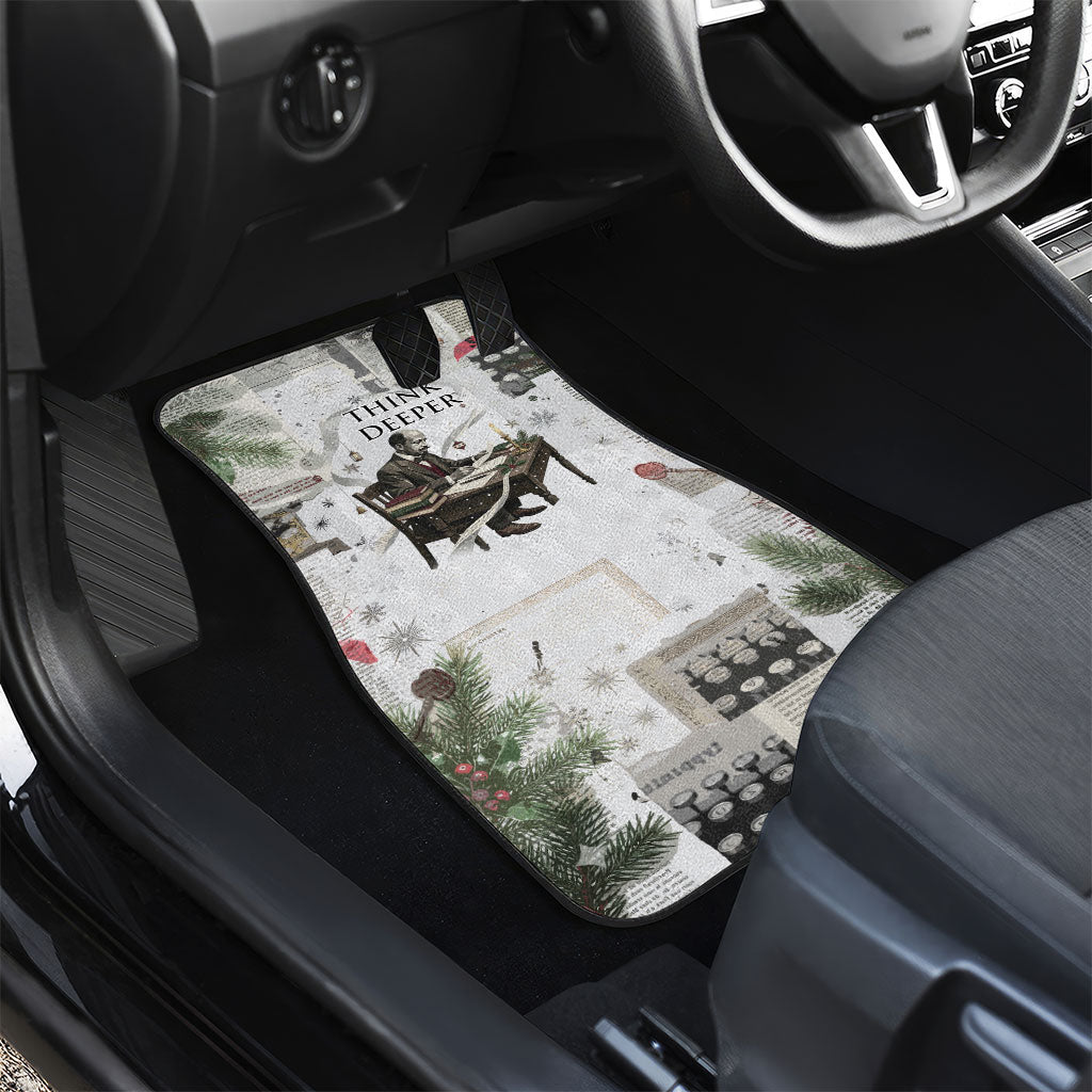 W.E.B. Du Bois Christmas Car Mats Think Deeper Quote Vintage Portrait Newspaper Collage Festive