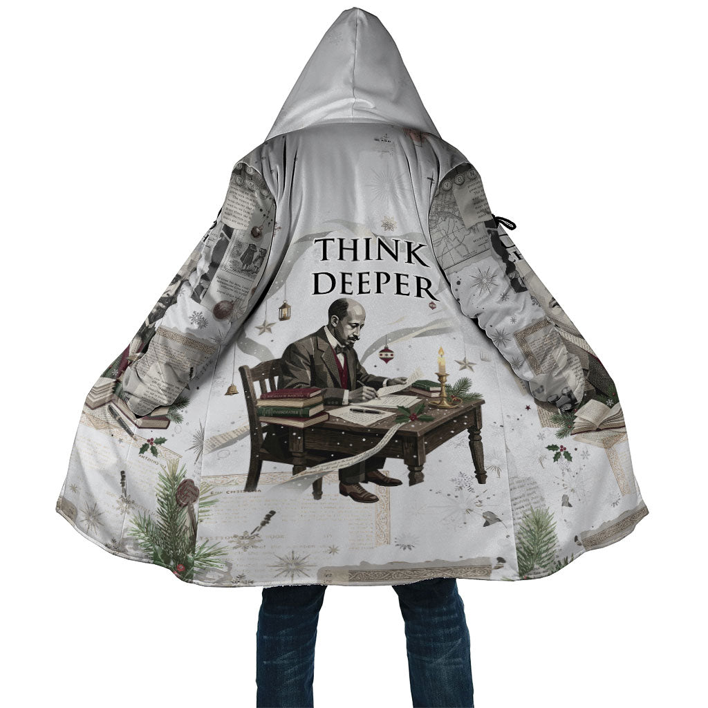 W.E.B. Du Bois Christmas Cloak Think Deeper Quote Vintage Portrait Newspaper Collage Festive