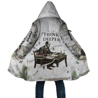 W.E.B. Du Bois Christmas Cloak Think Deeper Quote Vintage Portrait Newspaper Collage Festive