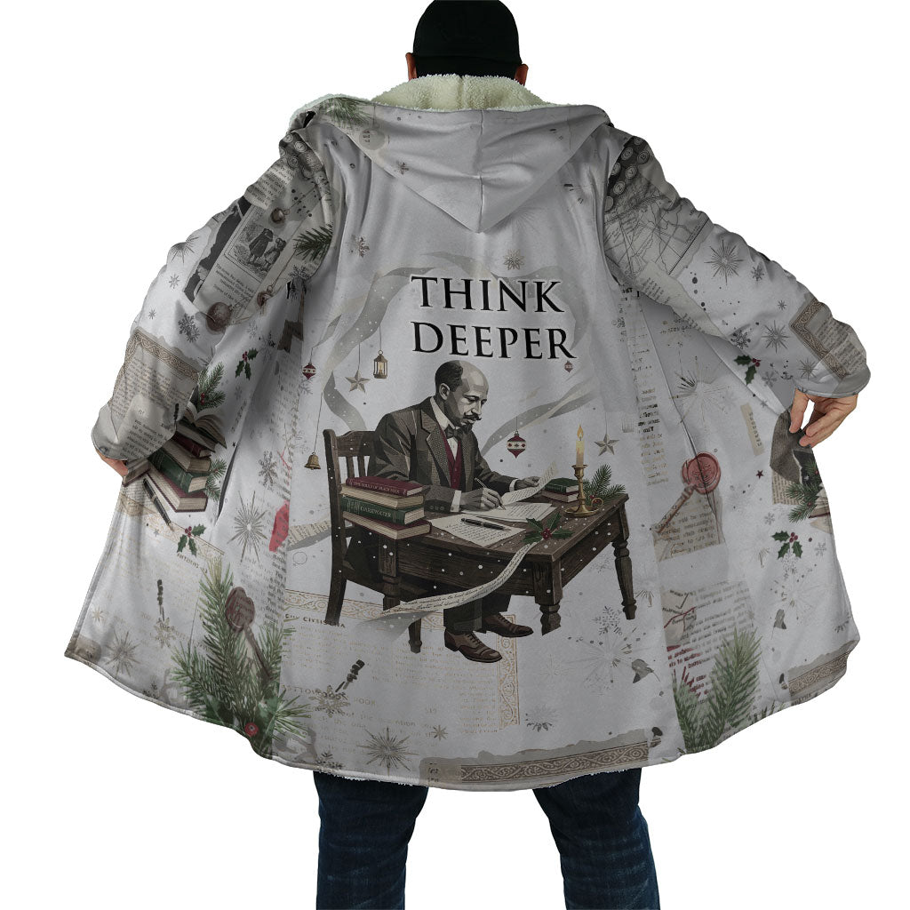 W.E.B. Du Bois Christmas Cloak Think Deeper Quote Vintage Portrait Newspaper Collage Festive