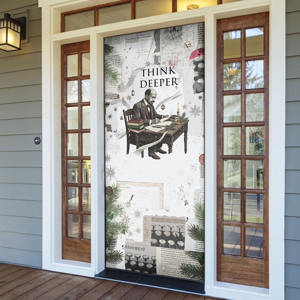 W.E.B. Du Bois Christmas Door Cover Think Deeper Quote Vintage Portrait Newspaper Collage Festive