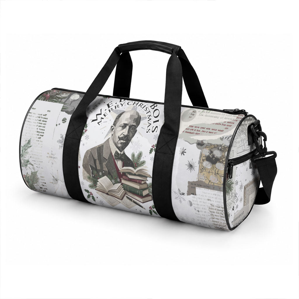 W.E.B. Du Bois Christmas Duffle Bag Think Deeper Quote Vintage Portrait Newspaper Collage Festive