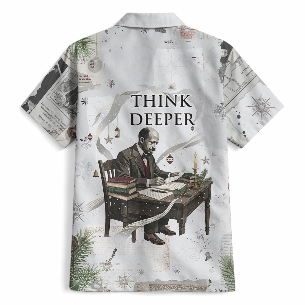 W.E.B. Du Bois Christmas Hawaiian Shirt Think Deeper Quote Vintage Portrait Newspaper Collage Festive
