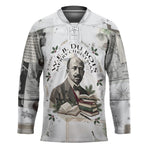 W.E.B. Du Bois Christmas Hockey Jersey Think Deeper Quote Vintage Portrait Newspaper Collage Festive