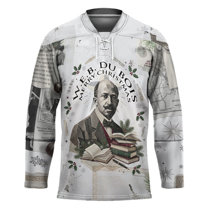 W.E.B. Du Bois Christmas Hockey Jersey Think Deeper Quote Vintage Portrait Newspaper Collage Festive