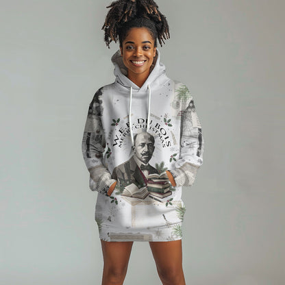 W.E.B. Du Bois Christmas Hoodie Dress Think Deeper Quote Vintage Portrait Newspaper Collage Festive