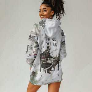 W.E.B. Du Bois Christmas Hoodie Dress Think Deeper Quote Vintage Portrait Newspaper Collage Festive