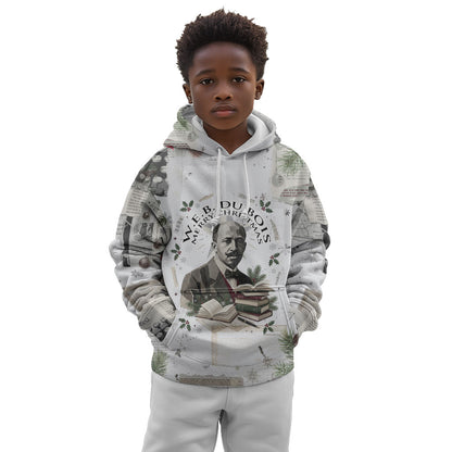 W.E.B. Du Bois Christmas Kid Hoodie Think Deeper Quote Vintage Portrait Newspaper Collage Festive