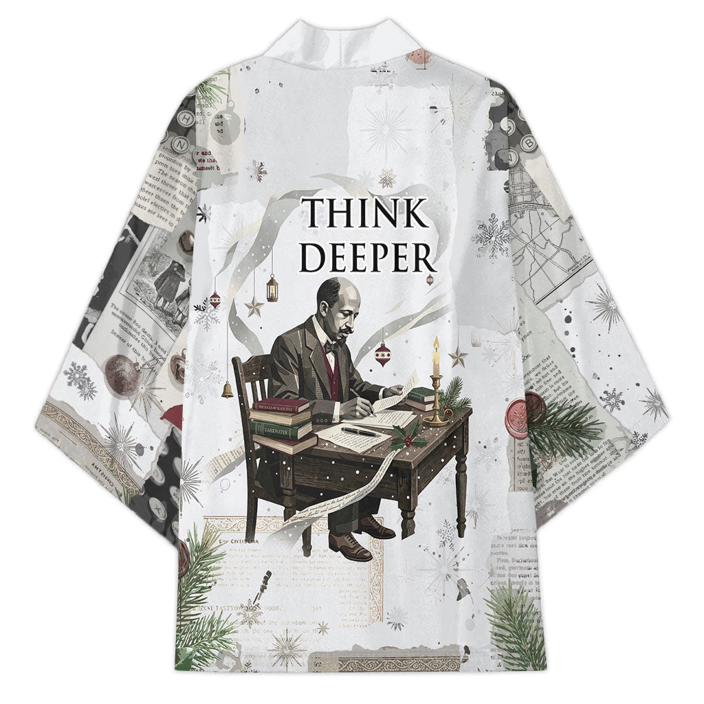 W.E.B. Du Bois Christmas Kimono Think Deeper Quote Vintage Portrait Newspaper Collage Festive