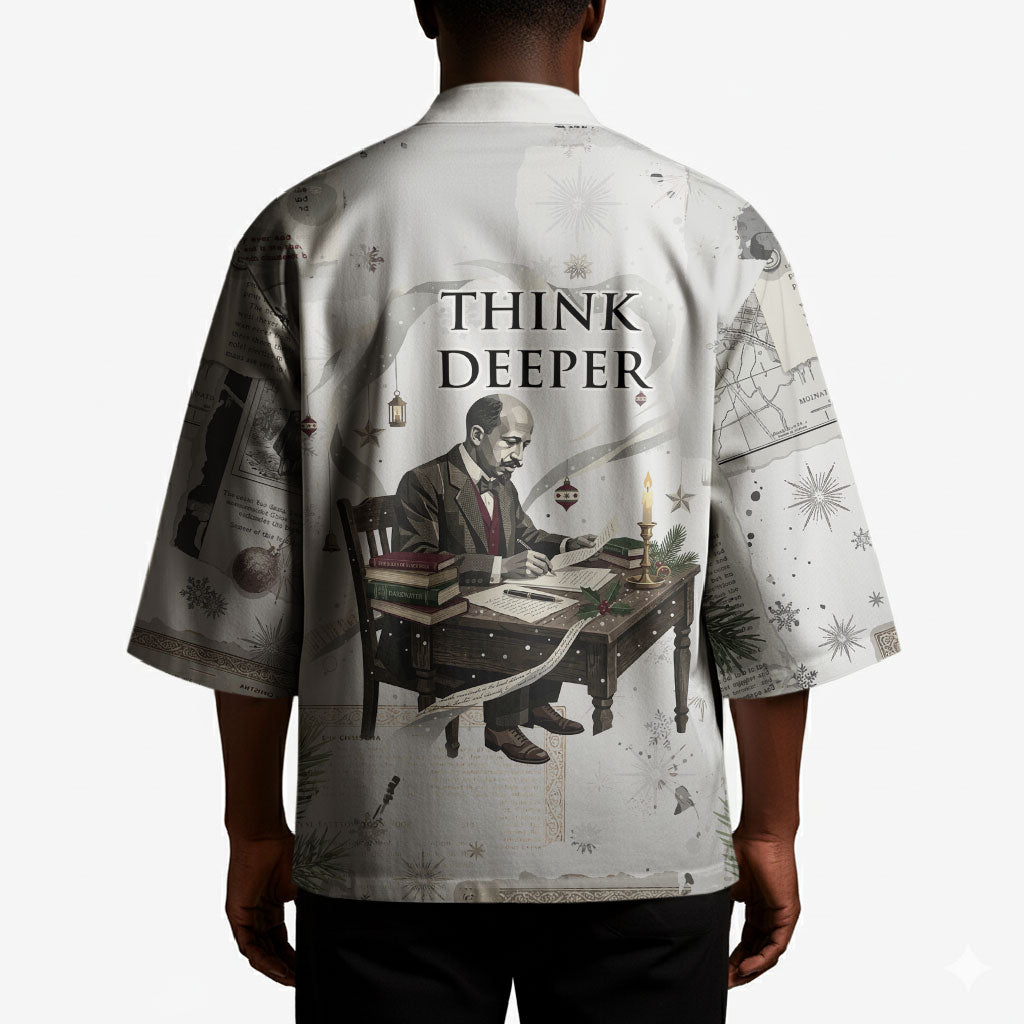 W.E.B. Du Bois Christmas Kimono Think Deeper Quote Vintage Portrait Newspaper Collage Festive