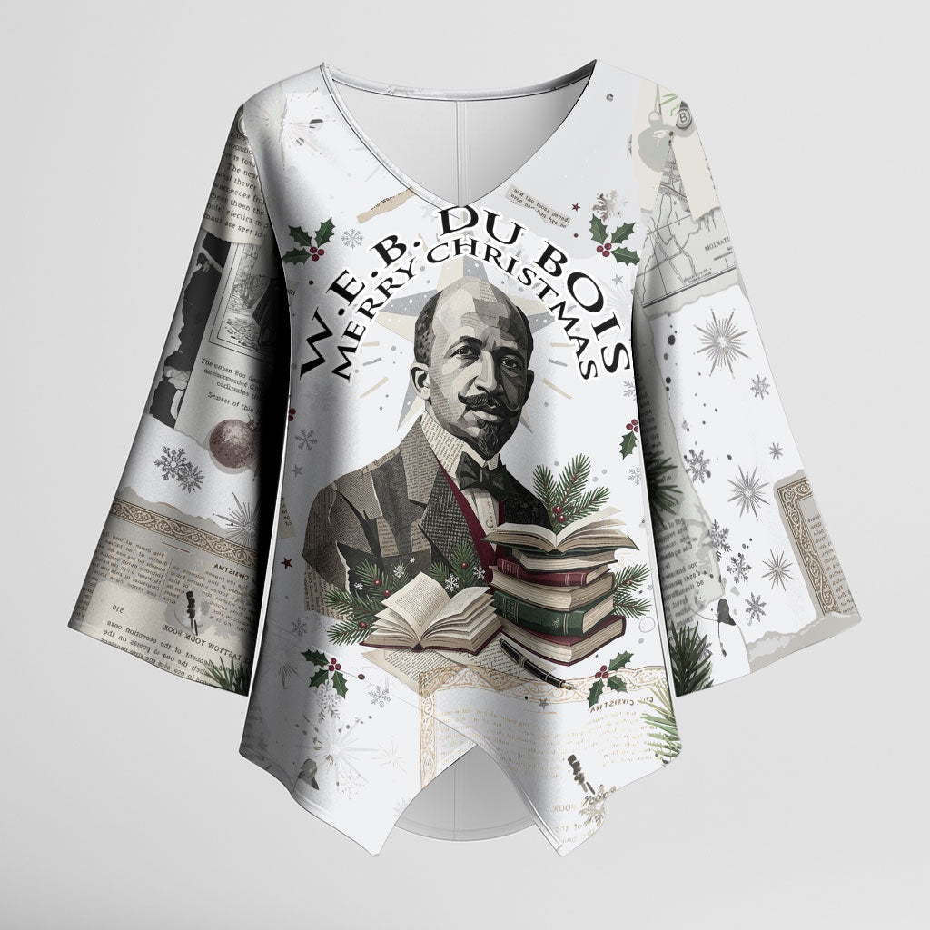 W.E.B. Du Bois Christmas Kimono Sleeve Blouse Think Deeper Quote Vintage Portrait Newspaper Collage Festive