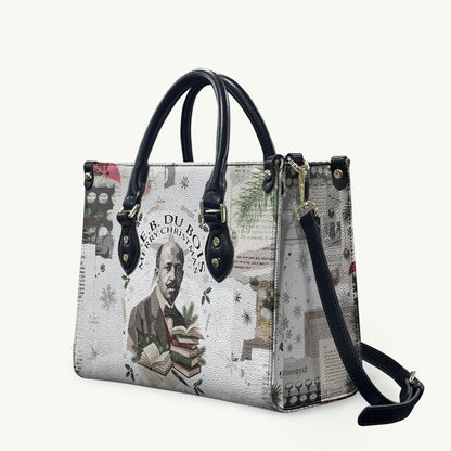W.E.B. Du Bois Christmas Leather Bag Think Deeper Quote Vintage Portrait Newspaper Collage Festive