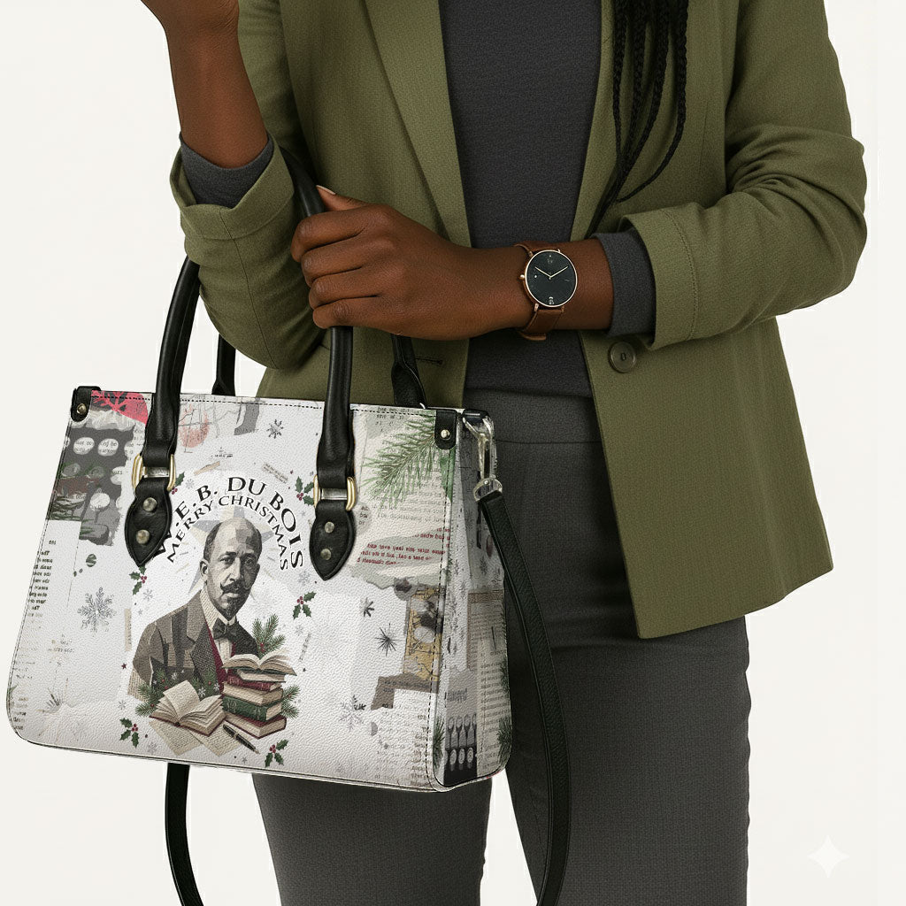 W.E.B. Du Bois Christmas Leather Bag Think Deeper Quote Vintage Portrait Newspaper Collage Festive