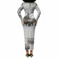 W.E.B. Du Bois Christmas Long Sleeve Bodycon Dress Think Deeper Quote Vintage Portrait Newspaper Collage Festive