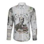 W.E.B. Du Bois Christmas Long Sleeve Button Shirt Think Deeper Quote Vintage Portrait Newspaper Collage Festive
