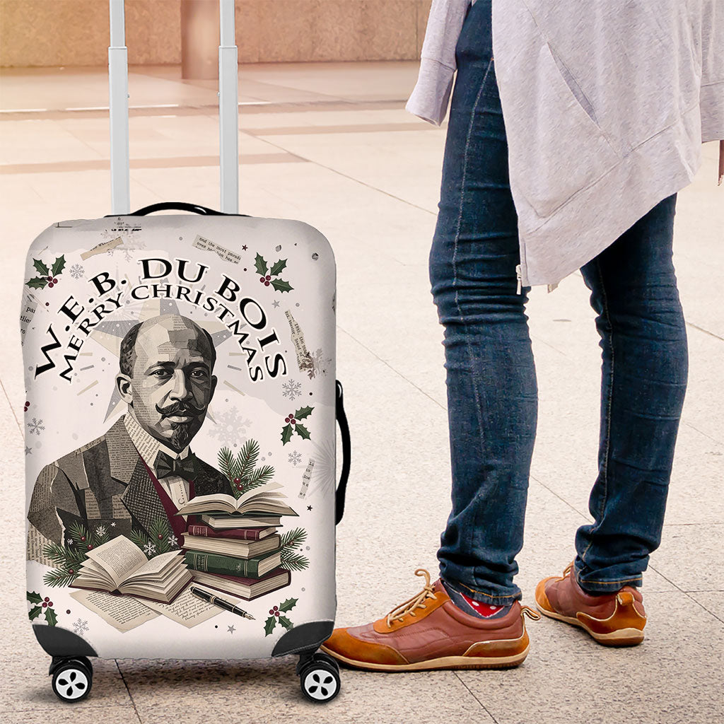 W.E.B. Du Bois Christmas Luggage Cover Think Deeper Quote Vintage Portrait Newspaper Collage Festive