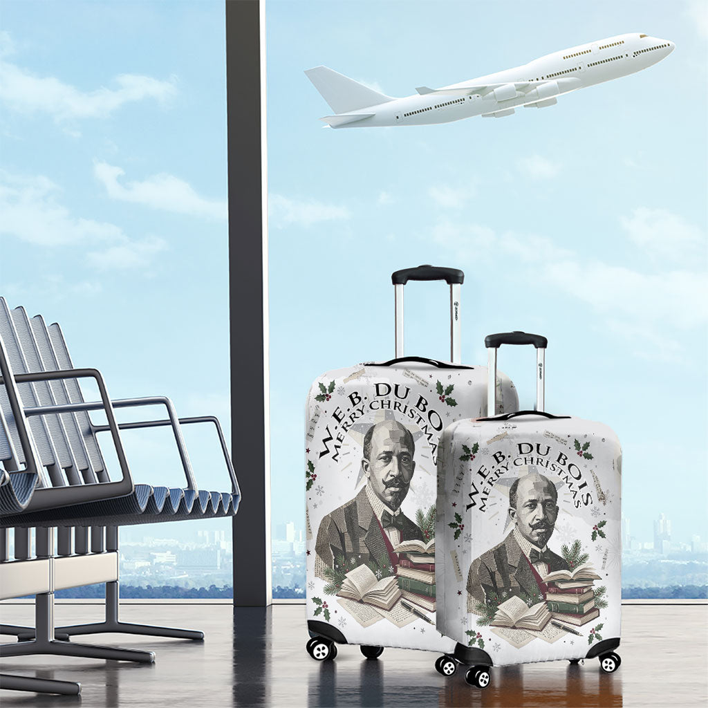 W.E.B. Du Bois Christmas Luggage Cover Think Deeper Quote Vintage Portrait Newspaper Collage Festive