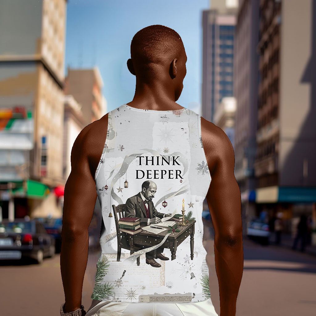 W.E.B. Du Bois Christmas Men Tank Top Think Deeper Quote Vintage Portrait Newspaper Collage Festive