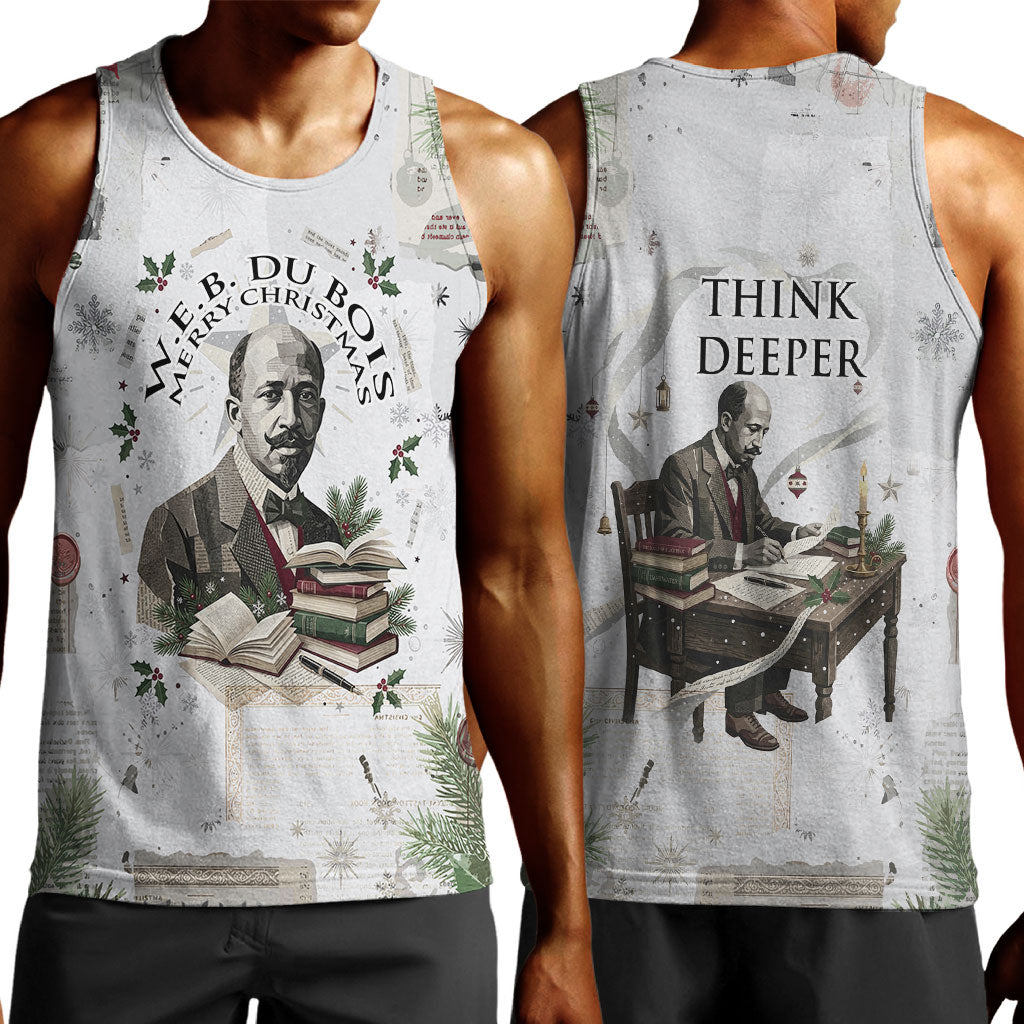 W.E.B. Du Bois Christmas Men Tank Top Think Deeper Quote Vintage Portrait Newspaper Collage Festive