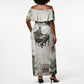 W.E.B. Du Bois Christmas Off Shoulder Maxi Dress Think Deeper Quote Vintage Portrait Newspaper Collage Festive