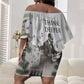 W.E.B. Du Bois Christmas Off Shoulder Short Dress Think Deeper Quote Vintage Portrait Newspaper Collage Festive