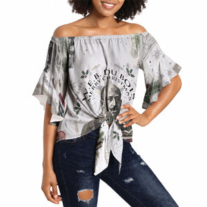 W.E.B. Du Bois Christmas Off Shoulder Wrap Waist Top Think Deeper Quote Vintage Portrait Newspaper Collage Festive