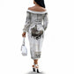 W.E.B. Du Bois Christmas Off The Shoulder Long Sleeve Dress Think Deeper Quote Vintage Portrait Newspaper Collage Festive