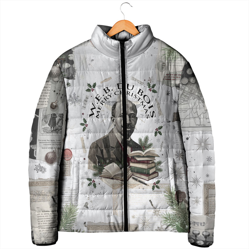W.E.B. Du Bois Christmas Padded Jacket Think Deeper Quote Vintage Portrait Newspaper Collage Festive