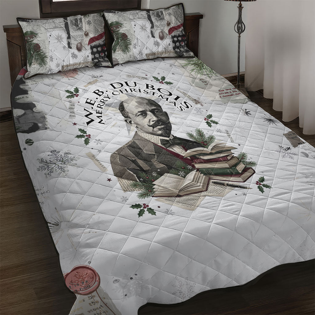 W.E.B. Du Bois Christmas Quilt Bed Set Think Deeper Quote Vintage Portrait Newspaper Collage Festive