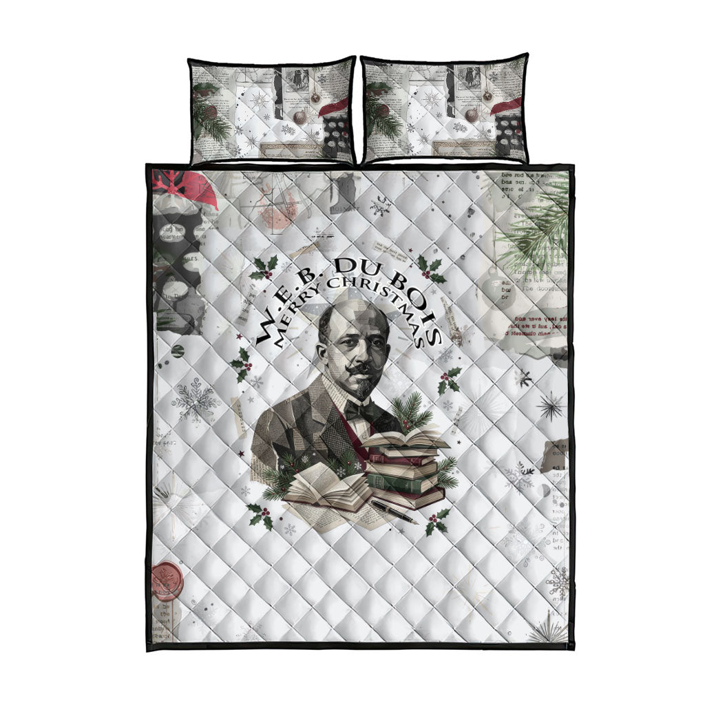 W.E.B. Du Bois Christmas Quilt Bed Set Think Deeper Quote Vintage Portrait Newspaper Collage Festive