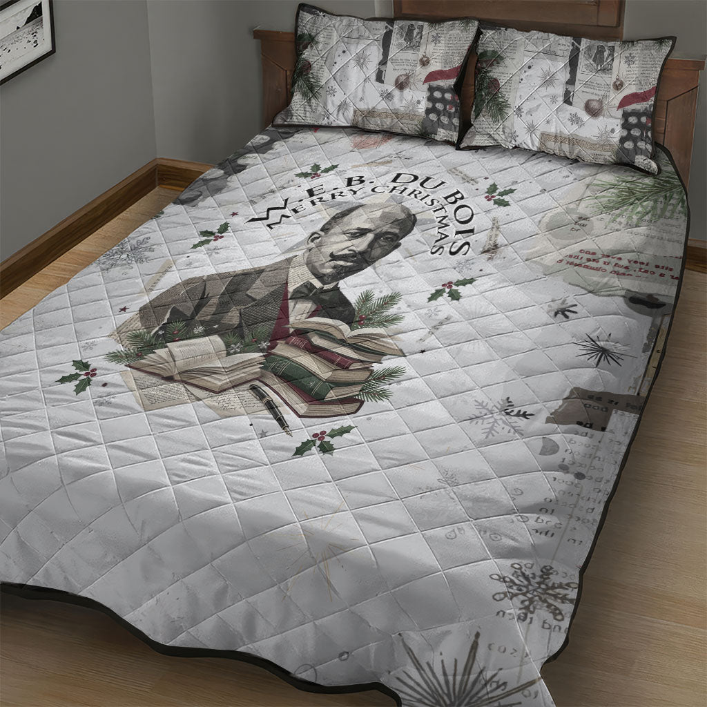 W.E.B. Du Bois Christmas Quilt Bed Set Think Deeper Quote Vintage Portrait Newspaper Collage Festive