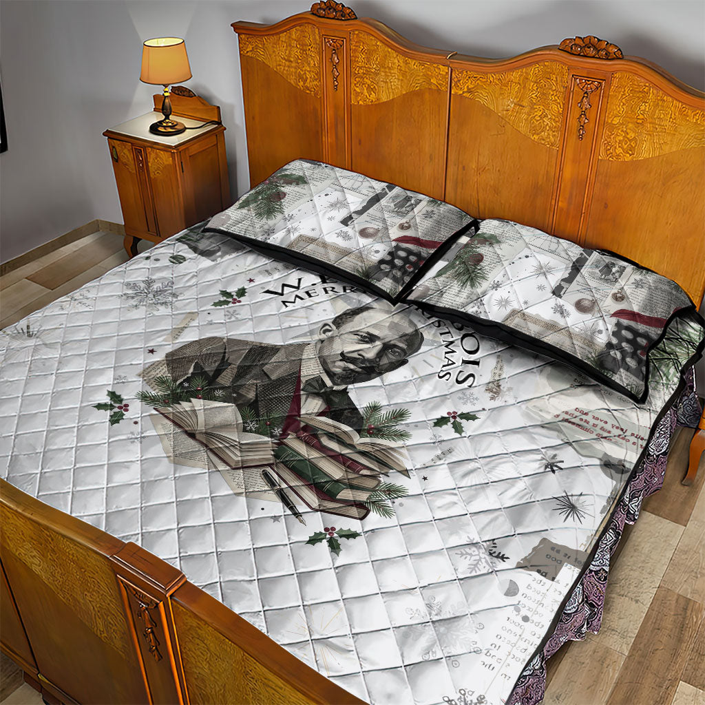 W.E.B. Du Bois Christmas Quilt Bed Set Think Deeper Quote Vintage Portrait Newspaper Collage Festive