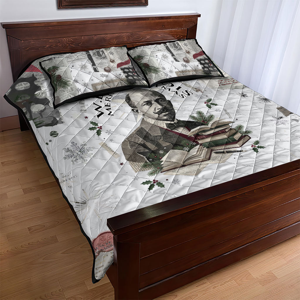 W.E.B. Du Bois Christmas Quilt Bed Set Think Deeper Quote Vintage Portrait Newspaper Collage Festive