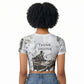 W.E.B. Du Bois Christmas Raglan Cropped T shirt Think Deeper Quote Vintage Portrait Newspaper Collage Festive