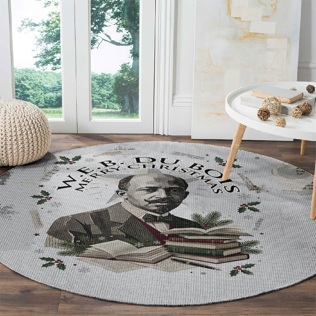W.E.B. Du Bois Christmas Round Carpet Think Deeper Quote Vintage Portrait Newspaper Collage Festive