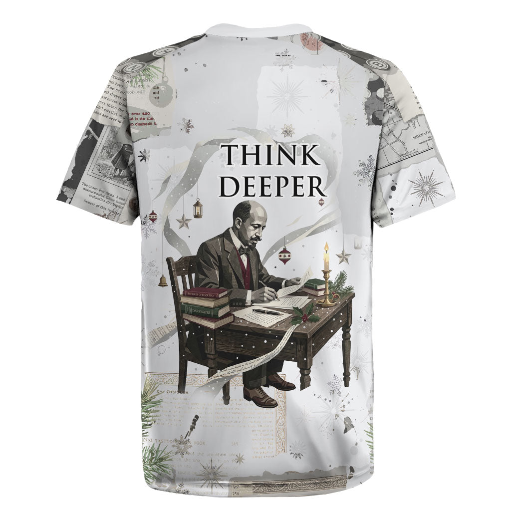 W.E.B. Du Bois Christmas Rugby Jersey Think Deeper Quote Vintage Portrait Newspaper Collage Festive