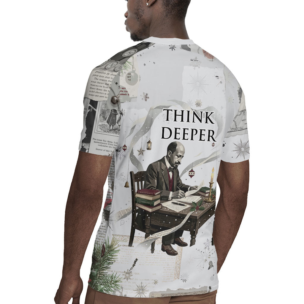 W.E.B. Du Bois Christmas Rugby Jersey Think Deeper Quote Vintage Portrait Newspaper Collage Festive